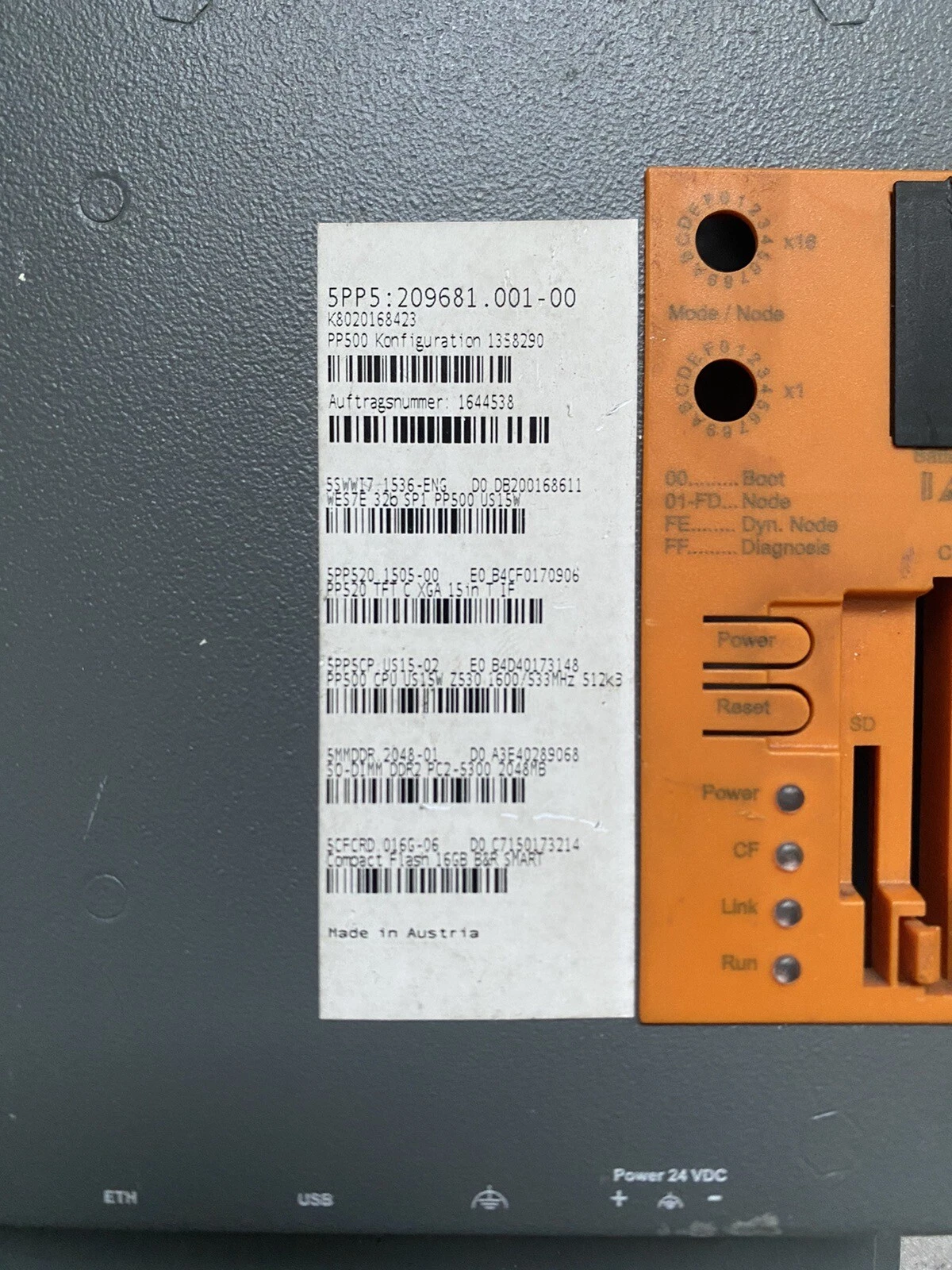 B&R Automation 5PP520.1505-00 Power Panel 500 PP500 5PP5CP.US15-02 PP5MB1/2 BR - Image 4